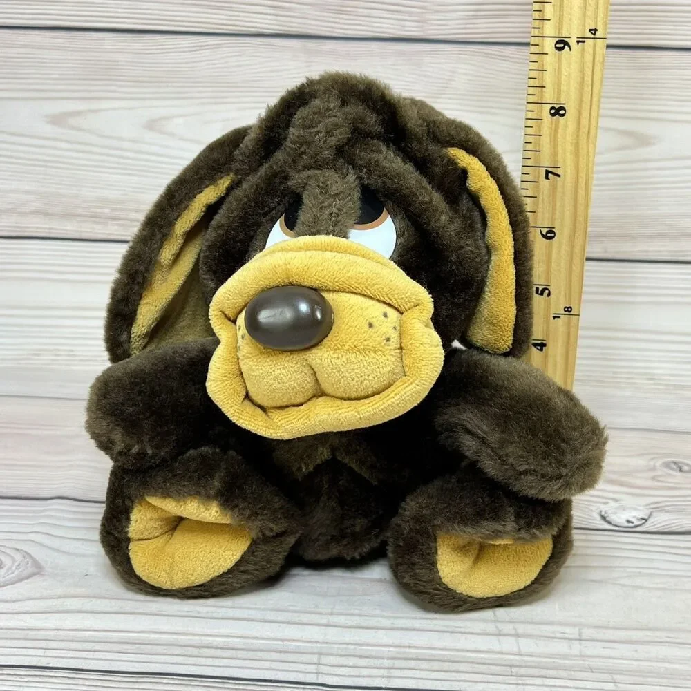 Vintage 70s Puppy Hound Dog Plush Brown 8” Sad Eyes Floppy Ears Stuffed Animal
